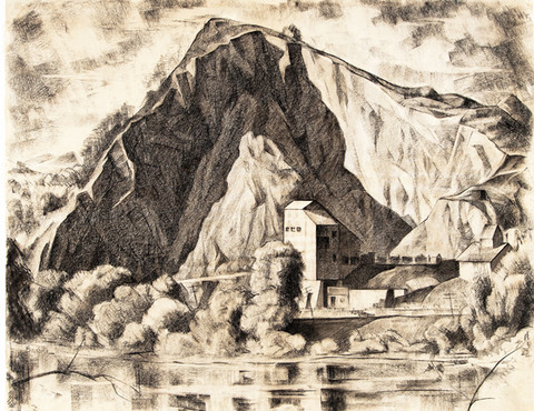Bernard Badura: Untitled (Lambertville Quarry) (Undated) Grease pencil and/or soft graphite
