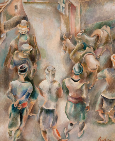 John Barber: Public Gathering-Crete (c. 1940-1942) Oil on canvas