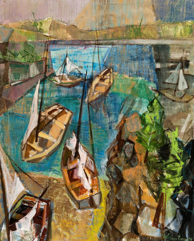William Barnett: Sailboats (1956) Oil on canvas