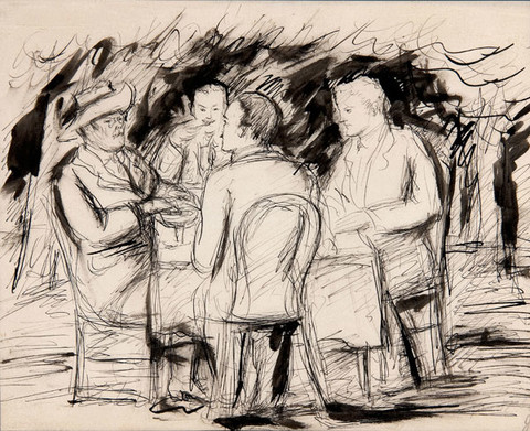 Julius Bloch: Supper Party (Undated) Ink on paper