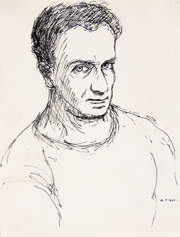 Julius Bloch: Self Portrait (1941) Ink on paper