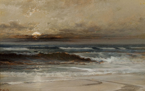 Franklin D. Briscoe: Moonlight on the Coast (1900) Oil on board