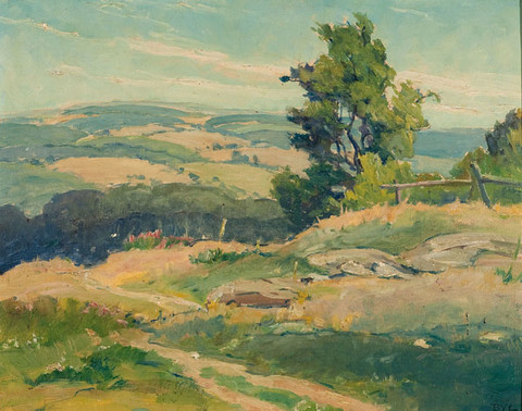 Arthur Edwin Bye: Distant Hills (Undated) Oil on canvas board