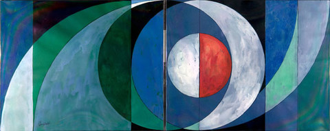 William H. Campbell: Expanding Circles (1976) Gauche on colored paper
