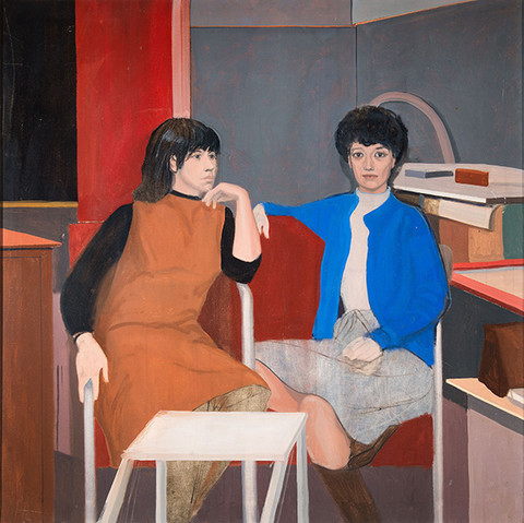 Larry Day: Untitled (Portrait of Natalie Charkow and Mitzi Melnicoff) (c. 1967) Oil on canvas