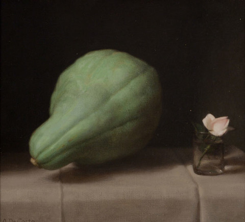 Arthur De Costa: Celadon Squash and Rose (1979) Oil on canvas