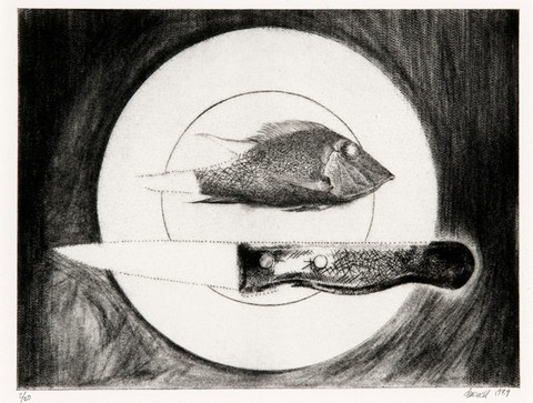 Thomas Durnell: Fish Print (1989) drypoint