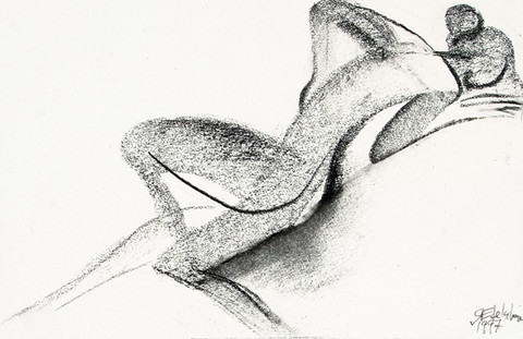 Reinhold Edelschein: Nude Figure Study (1996) crayon