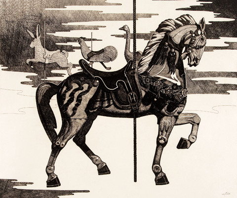 Gary T. Erbe: Fantasy in Pursuit (Undated) Etching