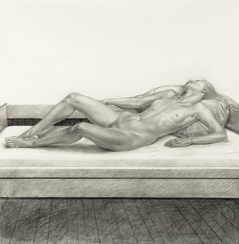 Martha Mayer Erlebacher: Study for "Reclinging Nude"  (1977) Graphite and watercolor on paper
