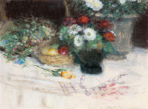 David Fertig: Flowers and Fruit II (1982) Pastel on paper