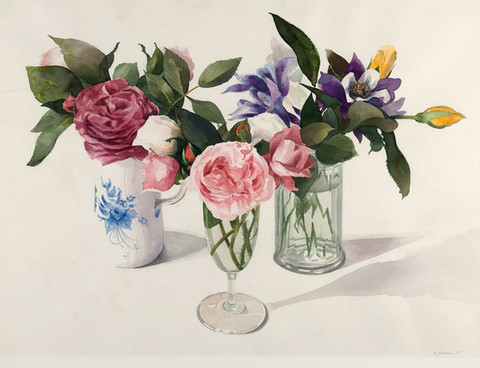 Eileen Goodman: Three Bouquets (1987) Watercolor on paper