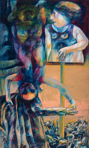 Sidney Goodman: Campaign Pep Rally (1959) Pastel on paper