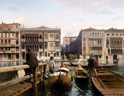 Hermann Herzog: Along the Grand Canal, Venice (Undated) Oil on canvas