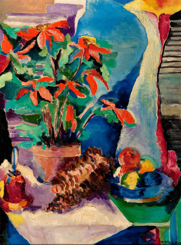 Mary G.L. Hood: Still Life with Poinsettias (c. 1940) Oil on canvas