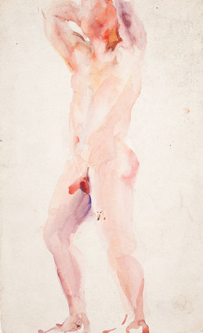 Betty W. Hubbard: [Male Nude] (Undated) Watercolor on paper