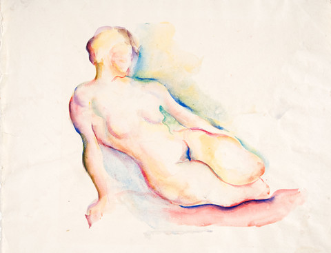 Betty W. Hubbard: [Female Nude] (Undated) Watercolor on paper