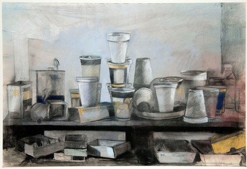 Patricia Brock Ingersoll: Styrofoam Cups (Undated) Pastel and charcoal