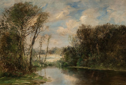 Joseph Jefferson: River Scene (Undated) Oil on canvas