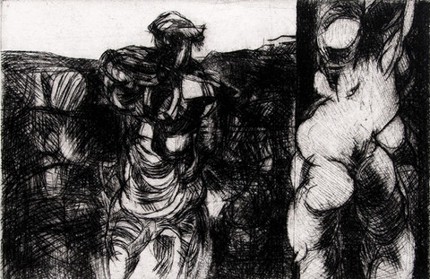 Paul Keene: End Game (1964) Drypoint on paper