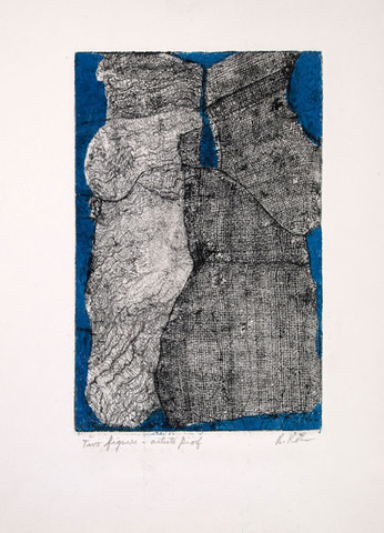 Bernard A. Kohn: Two Figures (Undated) Color wood engraving