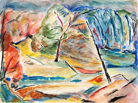 Bernard A. Kohn: Look Thro' The Trees (1945) Watercolor on board