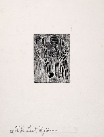 Bernard A. Kohn: VII. The Last Magician (Undated) color wood engraving