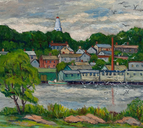 George Lear: Gloucester From Rocky Neck (c. 1940s) Oil on canvas