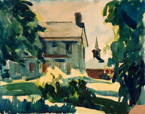 Mildred Bunting Miller: House and Church (Undated) Opaque watercolor