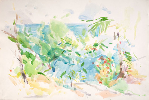 Rose Naftulin: Mediterranean Landscape (France) (c. 1972) Watercolor on paper