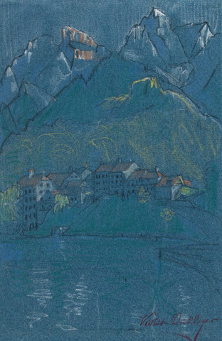 Violet Oakley: Untitled (St. Gingolph) (Undated) Pastel on laid paper