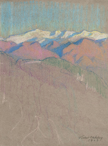 Violet Oakley: Untitled, (mountain landscape) (Undated) Pastel on laid paper