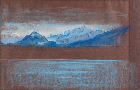 Violet Oakley: Mont Blanc at Dawn From Geneva (c. 1937) Pastel on laid paper