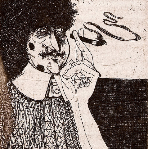 Peter Paone: [Smoker with a Cigarette] (1971) etching