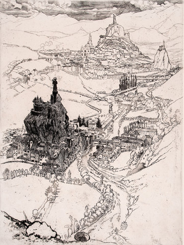 Joseph Pennell: Le Puy Temple (Undated) Etching