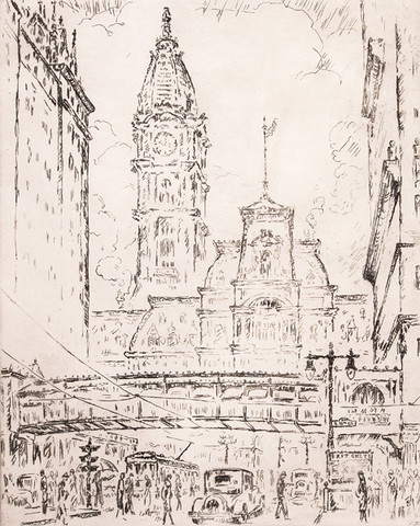 Salvatore Pinto: 15th & Market Streets (Undated) Etching