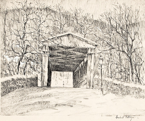 Herbert Pullinger: Rex Avenue Bridge (1922) Litho crayon