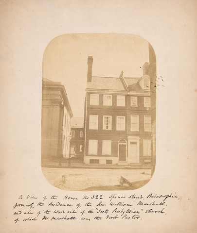 Frederick DeBourg Richards: A View of the House No. 332 Spruce Street, Philadelphia (1859) Albumenized salt print