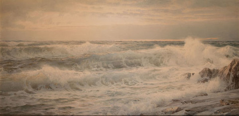 William Trost Richards: Where Tumbling Billows Mark the Coast with Surging Foam (Undated) Watercolor