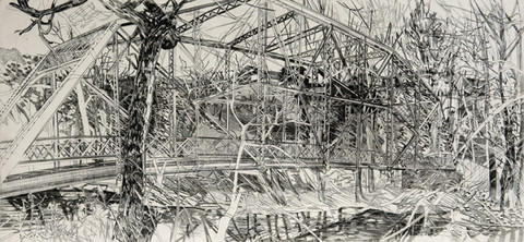 Michael Roosevelt: VX (The Bridge) (1984) Engraving