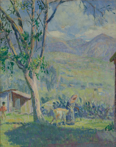 Joseph Sacks: Landscape [with woman] (Undated) Oil on canvas