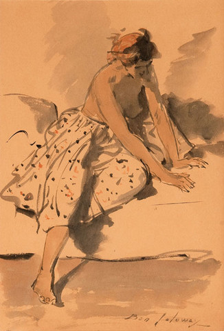 Ben Solowey: Figure Drawing (Undated) Brush and wash on paper