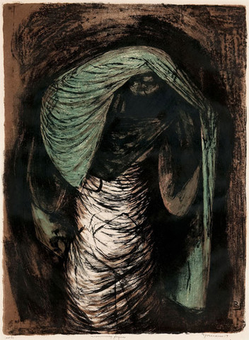 Benton Murdoch Spruance: Mourning Figure (Undated) Lithograph in color
