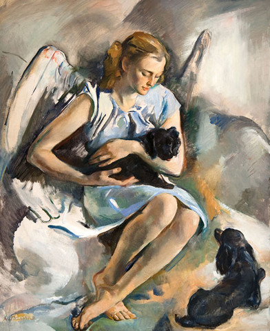 Alice Kent Stoddard: The Puppies' Angel (Date unknown) Oil on canvas