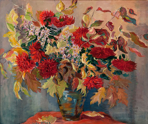 Elizabeth P. Stork: Autumn Bouquet (Undated) Oil on canvas