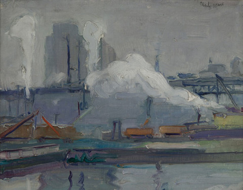 Charles W. Ward: Delaware Waterfront, Philadelphia (c. 1928) Oil on canvas