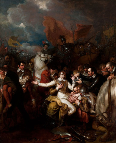 Benjamin West: The Fatal Wounding of Sir Philip Sidney (1806) Oil on canvas